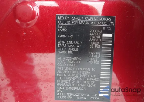 2016 Nissan Rogue Sv из США, поврежденный, VIN KNMAT2MT8GP623721